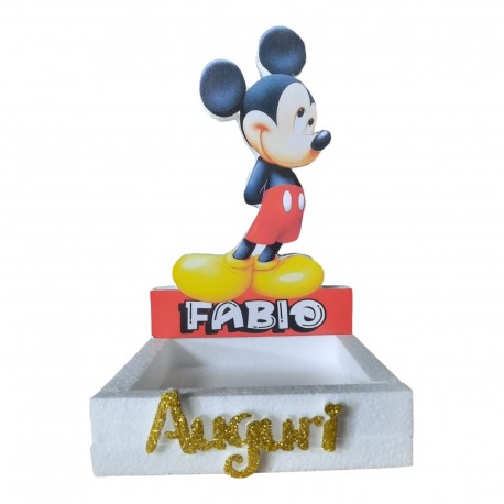 Porta Confetti Personalizzato in Polistirolo Mickey Mouse Disney con Scritta 3D "Auguri" - Ideale per Feste e Cerimonie