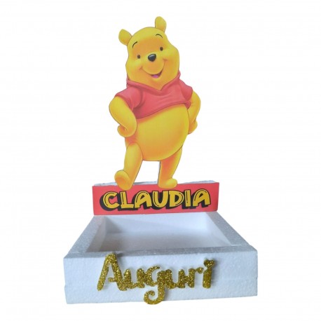 Confetti Personalizzato in Polistirolo Winnie the Pooh - Con Scritta "Auguri" 3D - Dimensioni 20x20x5 cm