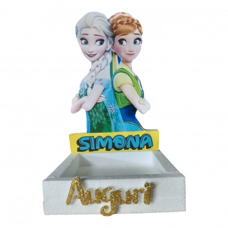 Porta Confetti Polistirolo Personalizzato Frozen – Scritta Auguri in 3D – 20x20x5 cm