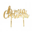 Cake Topper Cresima in Plexiglass Oro Specchiato – Decorazione Elegante per Torta di Cresima