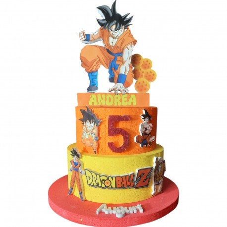 Torta Scenografica Dragon Ball Z Personalizzabile con Nome e Numero - Decorazione per Compleanni e Eventi Speciali