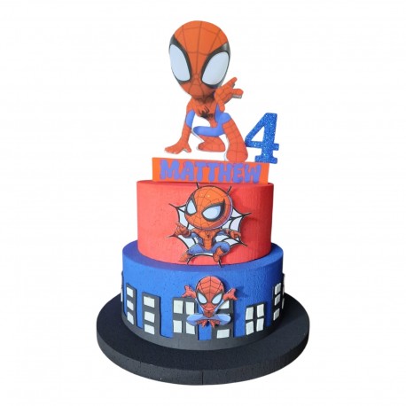 Torta Scenografica Spidey Personalizzata in Polistirolo - Decorazione Compleanno con Nome e Età