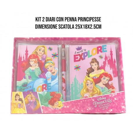 Diario Principesse Disney con Penna - Set di 2 Pezzi per Bambina, Idee Regalo Scuola