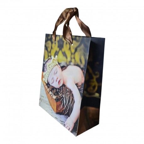 Shopper di Carta con Manico, Design "Bimbo che Dorme" - Sacchetto Regalo 23x8.5x18 cm, Ideale per Compleanni e Nascit