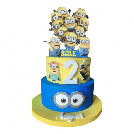 Torta Scenografica Personalizzata Minions Cattivissimo Me – Decorazione Compleanno con Nome, Numero in Legno 3D