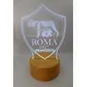 Lampada LED Personalizzabile  Roma in Plexiglass, Luce Notte RGB con Incisione Personalizzata, Idea Regalo per Tifosi - H 20 cm