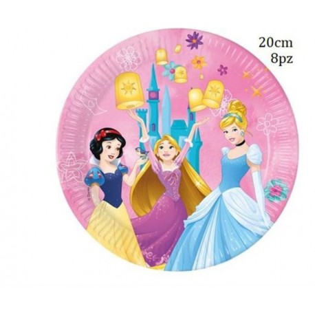 Piatti di Carta Principesse Disney - Blister da 8 Pezzi, Diametro 20 cm