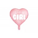 Pallone Foil 18" It's a Girl a Forma di Cuore - Diametro 45 cm, Perfetto per Baby Shower e Nascite