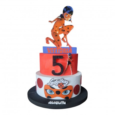 Torta Scenografica Personalizzata Miraculous Ladybug in Polistirolo - Decorazione Compleanno con Nome, Età