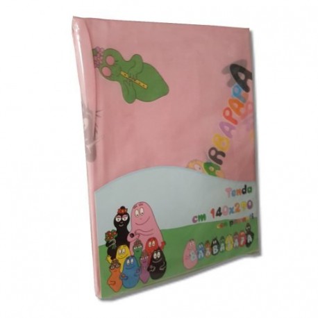 Tenda Barbapapa Rosa 1 Velo 140x290 cm - Idea Regalo per Cameretta, Rosa Multicolore in Poliestere