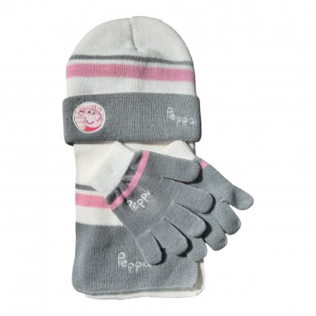 Set Invernale Peppa Pig per Bambini 2-5 Anni - Cappello, Sciarpa e Guanti Morbidi e Caldi