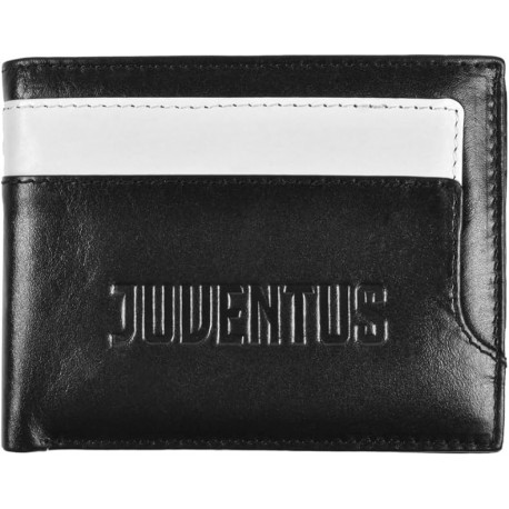 Portafoglio Juventus Ufficiale in Pelle Nero – Accessorio da Viaggio Unisex per Adulti, 12,5x9,5x2 cm