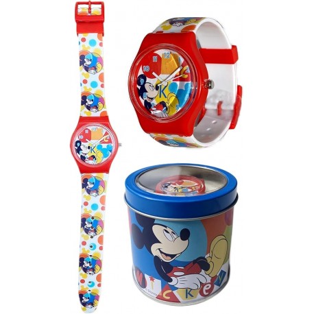 Orologio da polso Mickey Topolino analogico in box latta Disney Bambino