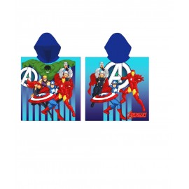 Asciugamano Poncho con Cappuccio Marvel Avengers Ufficiale Super Morbido Multicolore 110x55 cm