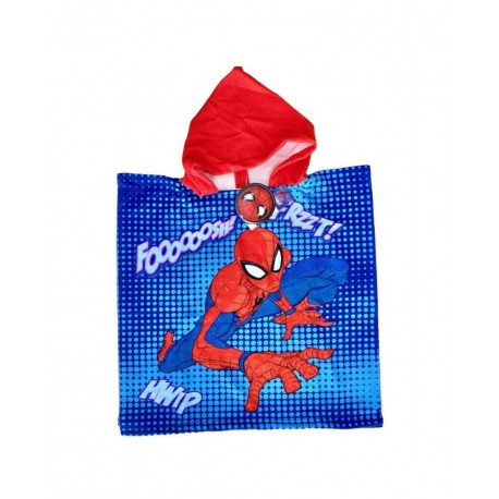 Poncho Asciugamano con Cappuccio Marvel Spiderman - Accappatoio Super Morbido per Bambini, Multicolore, 110x55 cm