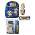 Kit Scuola Minions: Zaino Asilo, Borraccia, Tombolino Porta Colori e Set Cancelleria - Completo