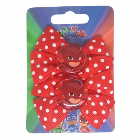 Set 2 Pinzette per Capelli Bambina con Fiocco a Pois Gufetta PJ Masks – Accessori Moda Infantile Eleganti e Colorati