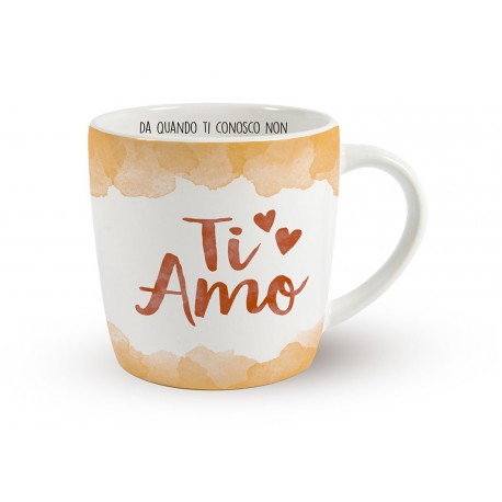 TAZZA LARGA CON FRASE (TI AMO ) IN CERAMICA CONFEZIONE REGALO