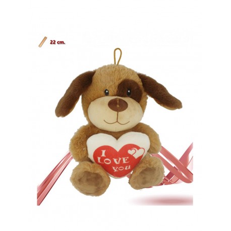 Cane Peluche con Cuore "I Love You" - 22 cm - Peluche Morbido e Affettuoso per Regalo Speciale