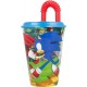 Bicchiere con Cannuccia Sonic the Hedgehog in Plastica 430 ml - Bottiglia Riutilizzabile Perfetta per Bambini