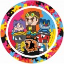 Piatti Piani 22 cm Lyon Gamer per Bambini in Plastica Alimentare, Microonde e Lavabili, Facile Pulizia, Riutilizzabili