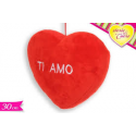 Cuscino Cuore Rosso in Peluche con Frase 'Ti Amo' - 30 cm, Scritta Ricamata