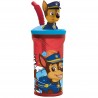 Bicchiere con Cannuccia Ripiegabile Paw Patrol 3D, BPA Free, 360 ml - Tazza Bambini Sicura e Colorata