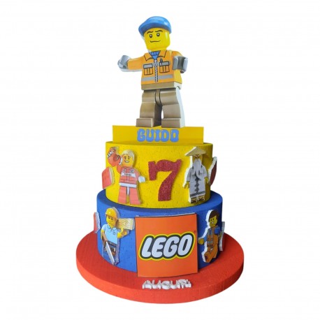 Torta Scenografica in Polistirolo a Tema LEGO Personalizzabile – Decorazione Centro Tavola per Compleanno con Nome e Numero