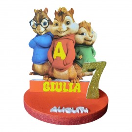 Sagoma Personalizzata Alvin in Polistirolo 3D con Nome e Età, Decorazione Compleanno Bambini