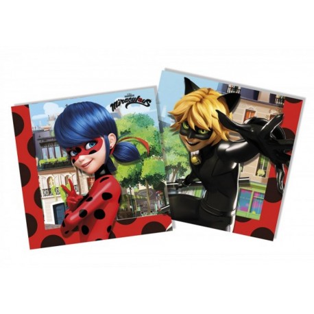 Tovaglioli di Carta Disney Ladybug Miraculous 33x33 cm - Confezione da 20 pezzi per Feste di Compleanno e Eventi a Tema