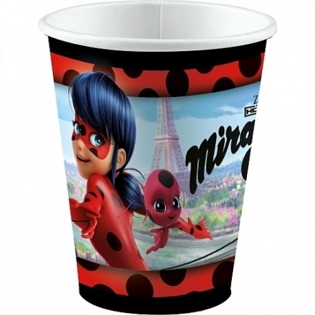 Bicchieri Disney Ladybug Miraculous - Set 8 Pezzi per Festa a Tema, Decorazione Tavolo