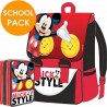 Kit Scuola Disney Mickey Mouse - Zaino Estensibile Ergonomico + Astuccio 3 Zip Accessoriato