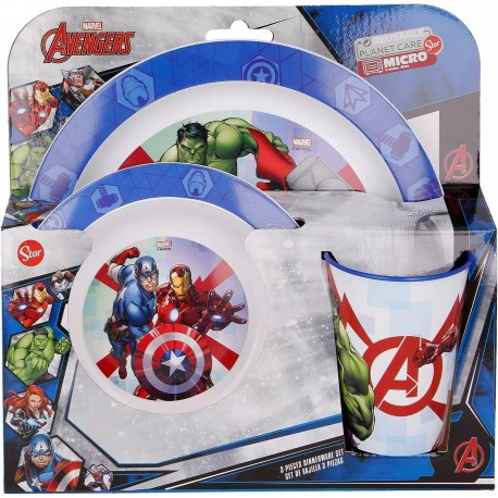 SET PAPPA 3 PEZZI SPIDERMAN MARVEL PIATTO FONDO PIANO BICCHIERE PER MICROONDE CONFEZIONE REGALO