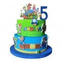 Torta Scenografica Super Mario Bros Personalizzata con Nome ed Età del Festeggiato - Decorazione Compleanno 3D