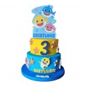 Torta Scenografica Personalizzata Baby Shark per Compleanno Bambini - Nome ed Età Inclusi