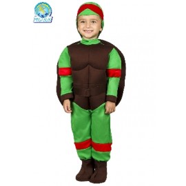 Costume di Carnevale Tartaruga Ninja Primi Passi per Bambini - 3 Taglie da 13 a 36 Mesi con Tuta, Guscio e Accessori