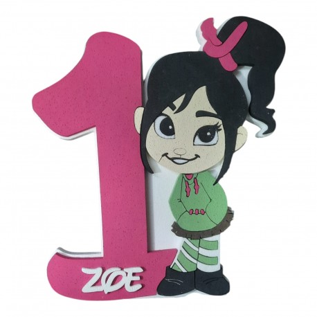 Sagoma 3D Personalizzabile di Vanellope Disney con Nome ed Età - Altezza 70 cm, Base d’Appoggio Inclusa