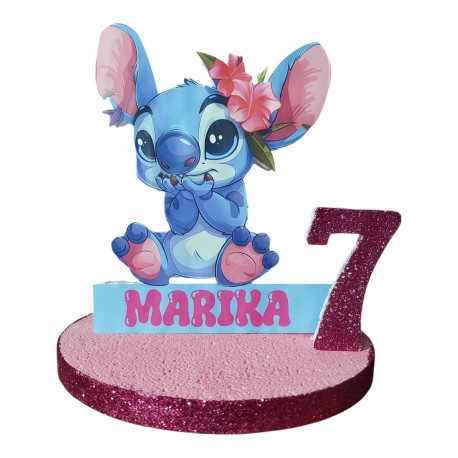 Sagoma Personalizzata Stitch in Polistirolo 3D per Feste di Compleanno - Decorazione Centro Tavola con Nome e Numero