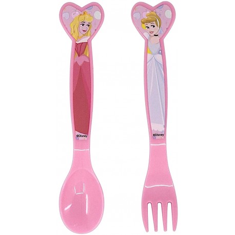 Set posate bambini Principesse Disney forchetta e cucchiaio in plastica BPA free