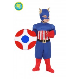 Costume travestimento America Baby per bambino con muscoli per Carnevale e feste a tema