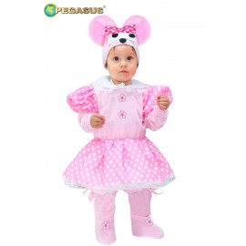 Costume Topolina Rosa Elegante per Bambina Travestimento Carnevale e Feste a Tema