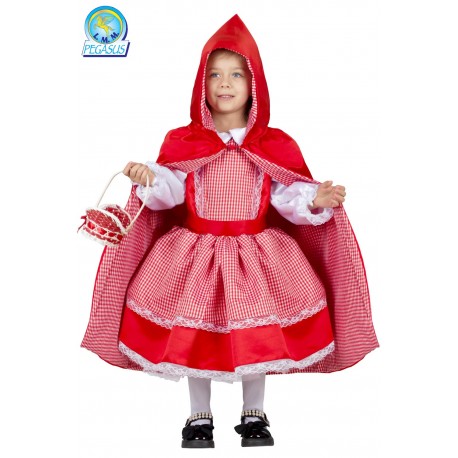 Costume Cappuccetto Rosso Bambina per Carnevale e Feste a Tema con Mantello e Accessori