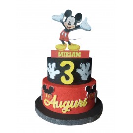 TORTA IN POLISTIROLO PERSONALIZZATA TOPOLINO FREE TRE PIANI COMPLEANNO MICKEY DISNEY