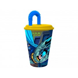 Bicchiere con Cannuccia Batman 430ml Plastica Riutilizzabile per Bambini Scuola e Tempo Libero