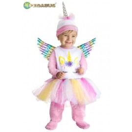 Costume Unicorno Arcobaleno Neonata Carnevale Completo con Accessori Originale e Morbido