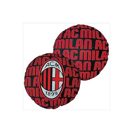 Cuscino Rotondo AC Milan 40 cm Rosso e Nero Arredo Letto e Divano Prodotto Ufficiale