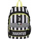 Zaino Scuola Seven Juventus Ufficiale Bambino Ragazzo Estensibile Doppio Scomparto Tasche Porta Borraccia Design Bianco Nero