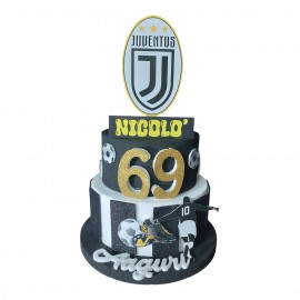 Torta Compleanno Juventus in Polistirolo Personalizzata con Nome e Numero