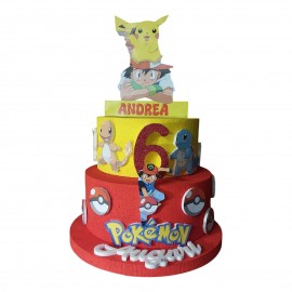 Torta Scenografica in Polistirolo Personalizzata Pichu - Pokemon Compleanno Bambini"