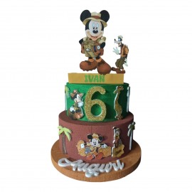 Torta di Compleanno Personalizzata Mickey Safari con Nome ed Età – Decorazione in Polistirolo 3D, 70 cm